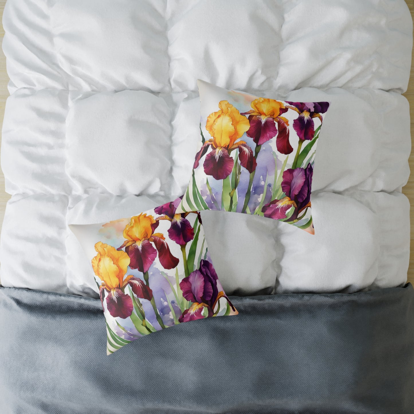 Irises 02 Poly Pillow - Natures Beauty Design