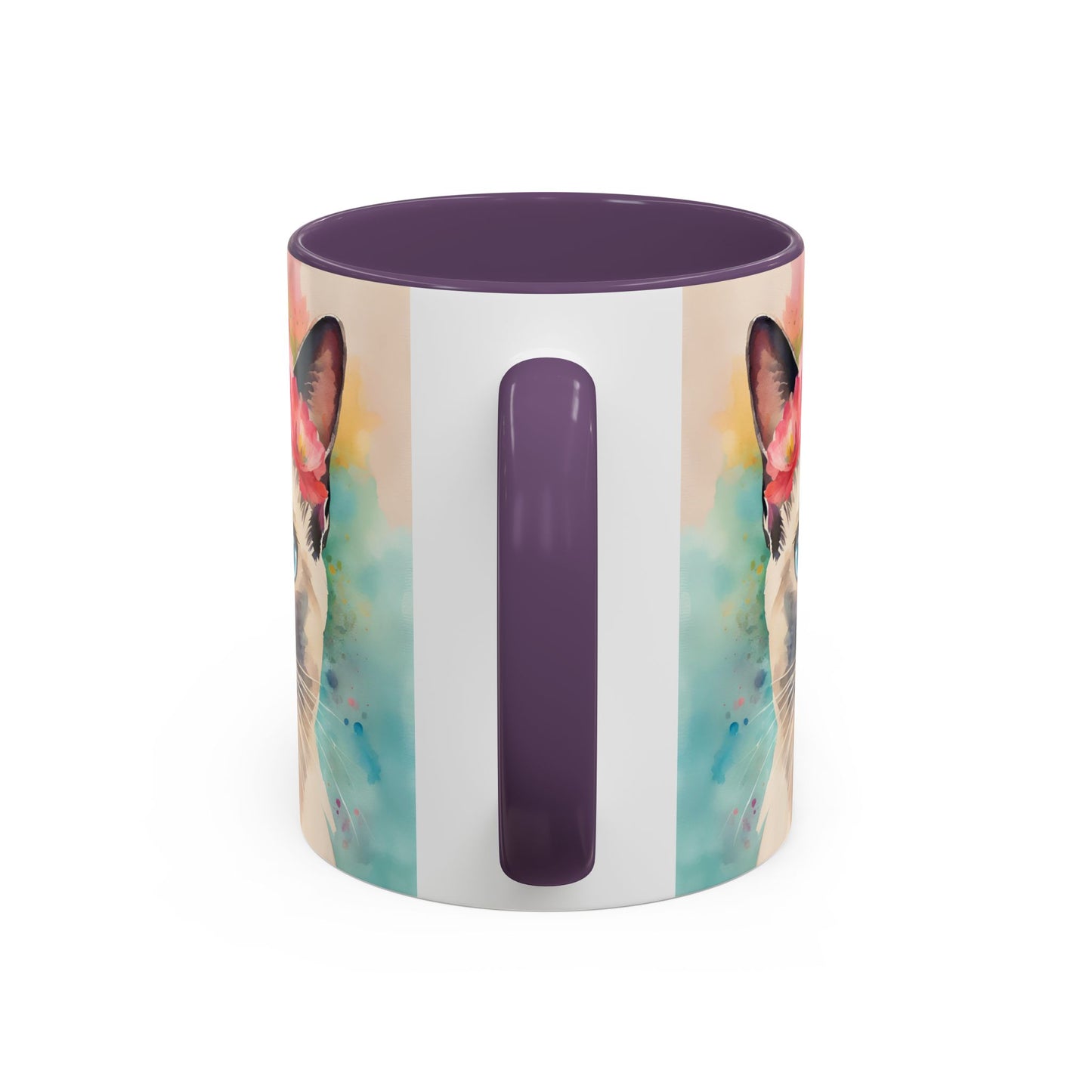 Floral Siamese Cat 04 Accent Coffee Mug - 11oz Perfect for Cat Lovers & Gifts