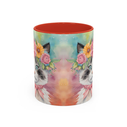 Floral Rag Doll Cat 04 Accent Coffee Mug - 11oz Perfect for Cat Lovers & Gifts