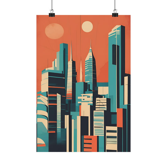 Retro cityscape 4 Matte Vertical Posters