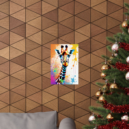 Multicolored Giraffe 07 Matte Vertical Poster