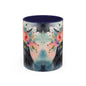 Floral Black Cat 03 Accent Coffee Mug - 11oz Perfect for Cat Lovers & Gifts