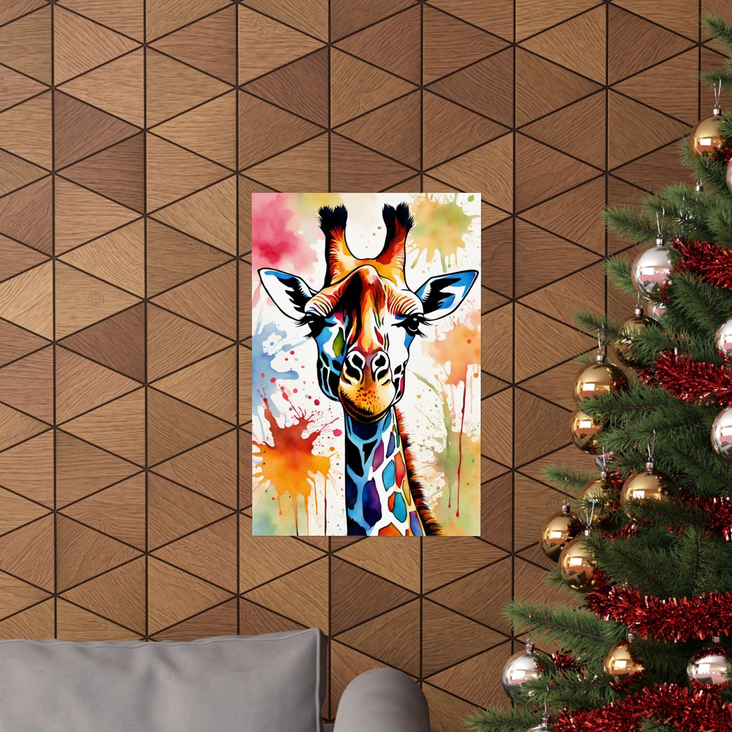 Multicolored Giraffe 03 Matte Vertical Poster