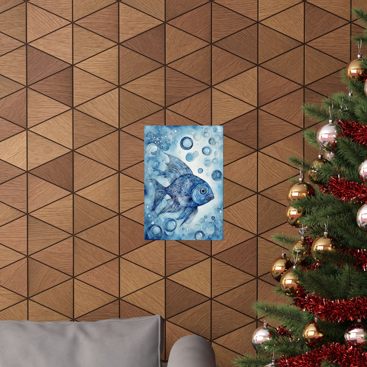Abstract fish blue 5 Matte Vertical Posters