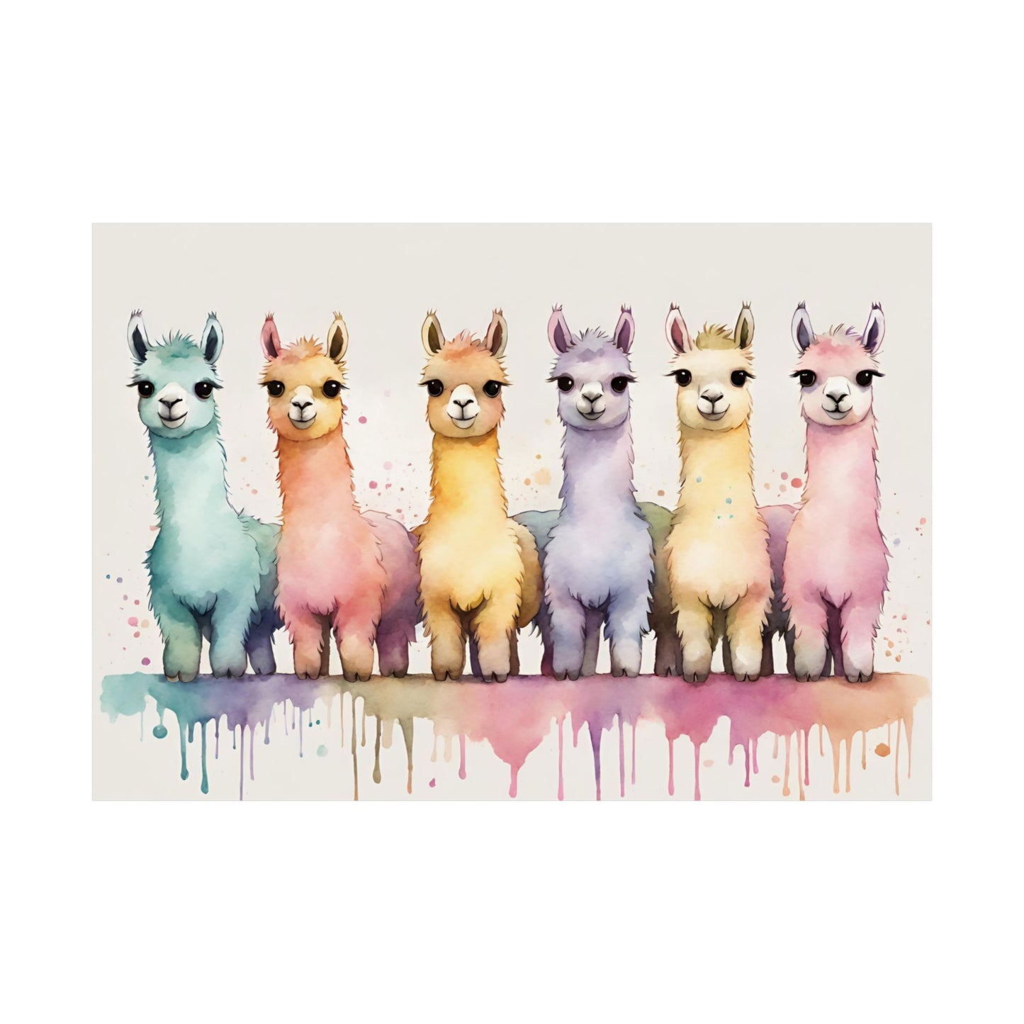 Nursery Llamas 1 Matte Horizontal Posters