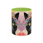 Floral Black Cat 02 Accent Coffee Mug - 11oz Perfect for Cat Lovers & Gifts
