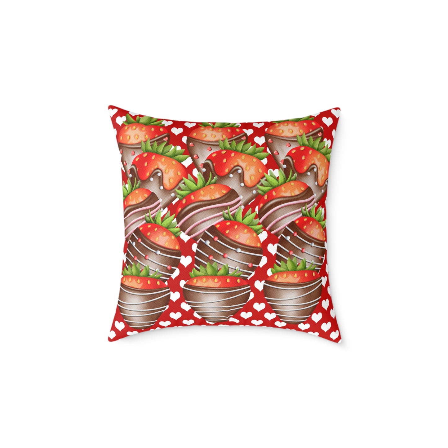 Valentine Chocolate Covered Strawberries 2 Poly Pillow