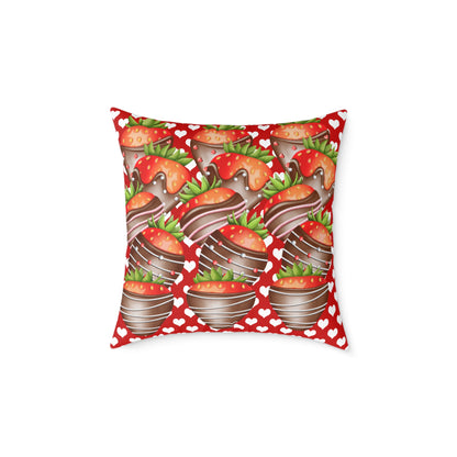 Valentine Chocolate Covered Strawberries 2 Poly Pillow