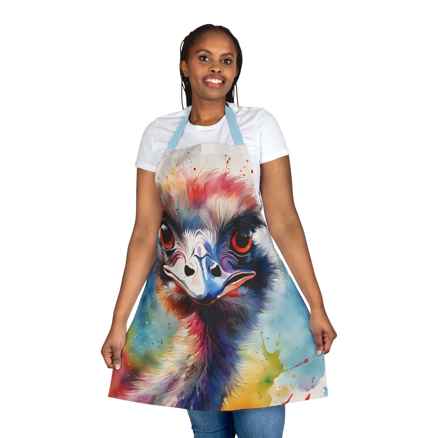 Multicolored Angry Ostrich Adult Apron (AOP)
