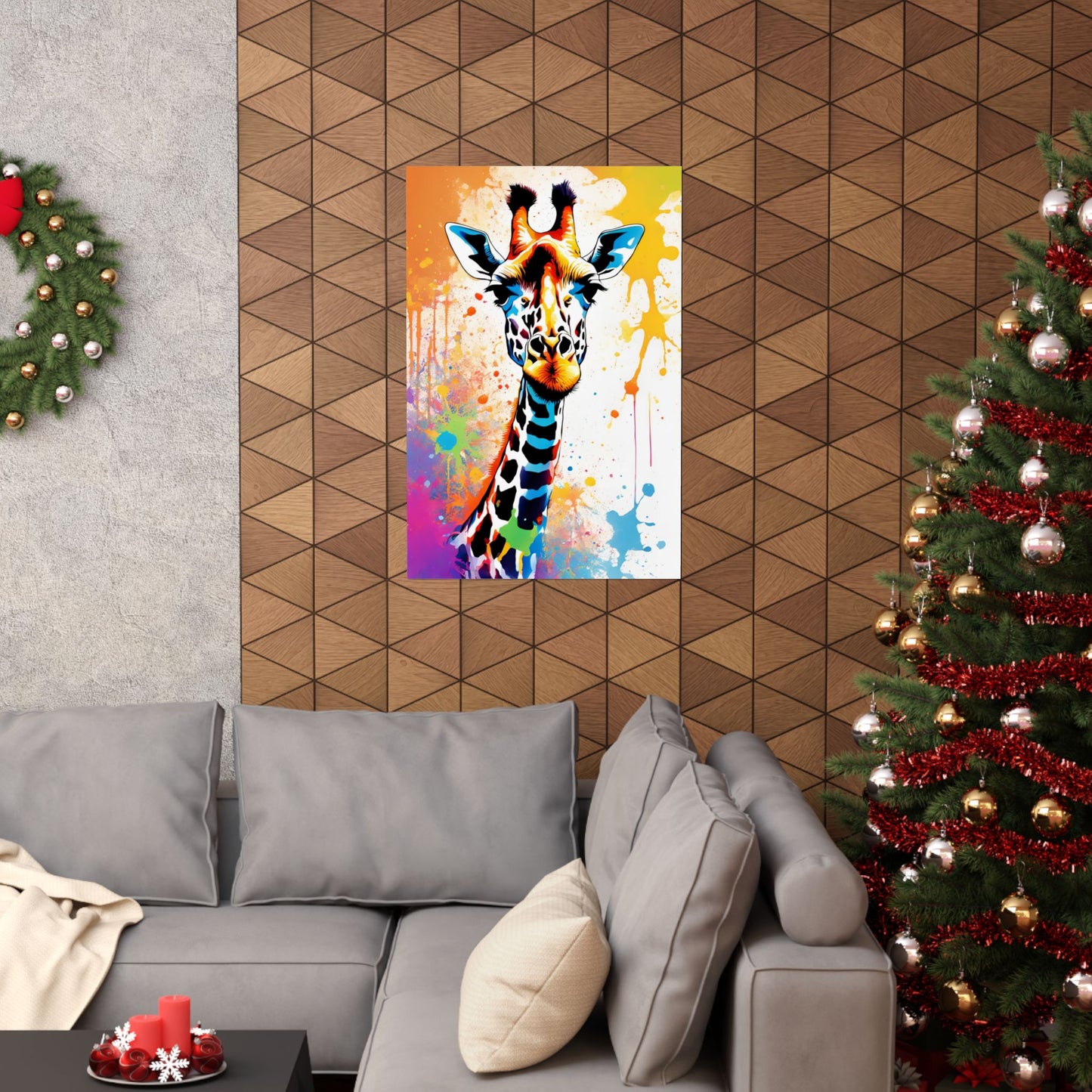Multicolored Giraffe 07 Matte Vertical Poster