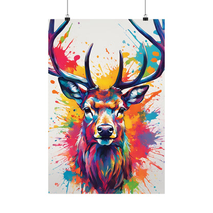 Multicolored Stag 2 Matte Vertical Poster