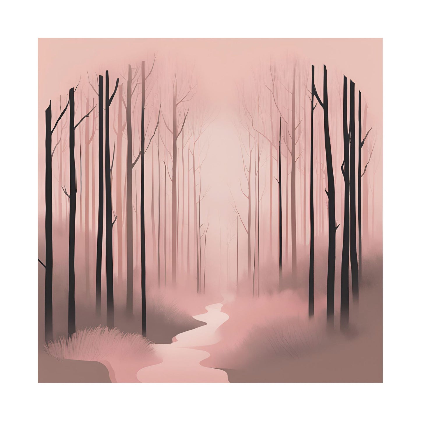 Lonely Forest Pink 7 Matte Square Posters