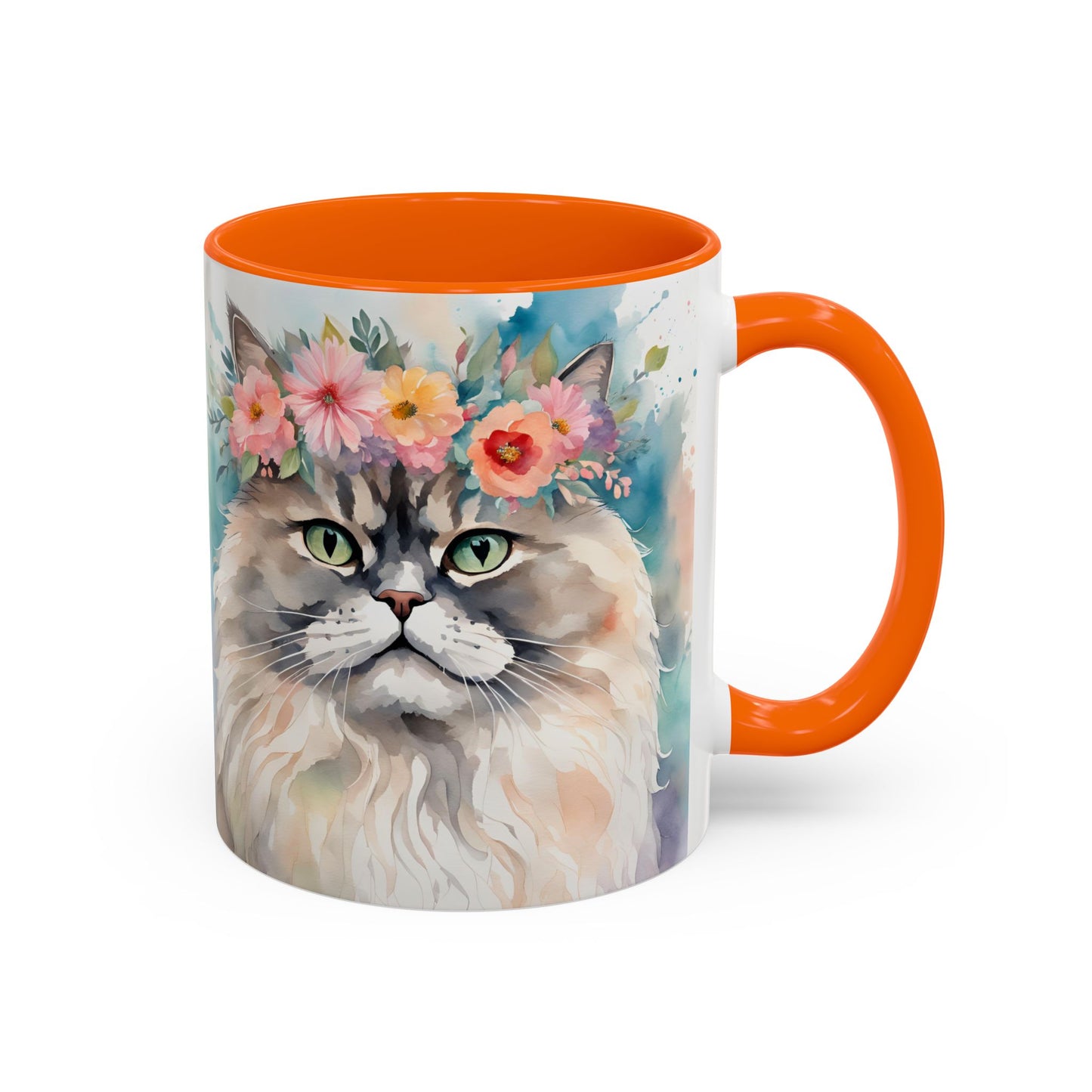 Floral Siamese Cat 01 Accent Coffee Mug - 11oz Perfect for Cat Lovers & Gifts