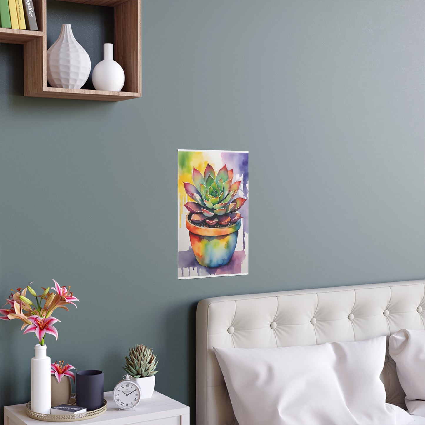 Multicolored Succulent 4 Indoor and Outdoor Silk Poster