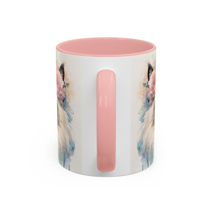 Floral Siamese Cat 04 Accent Coffee Mug - 11oz Perfect for Cat Lovers & Gifts