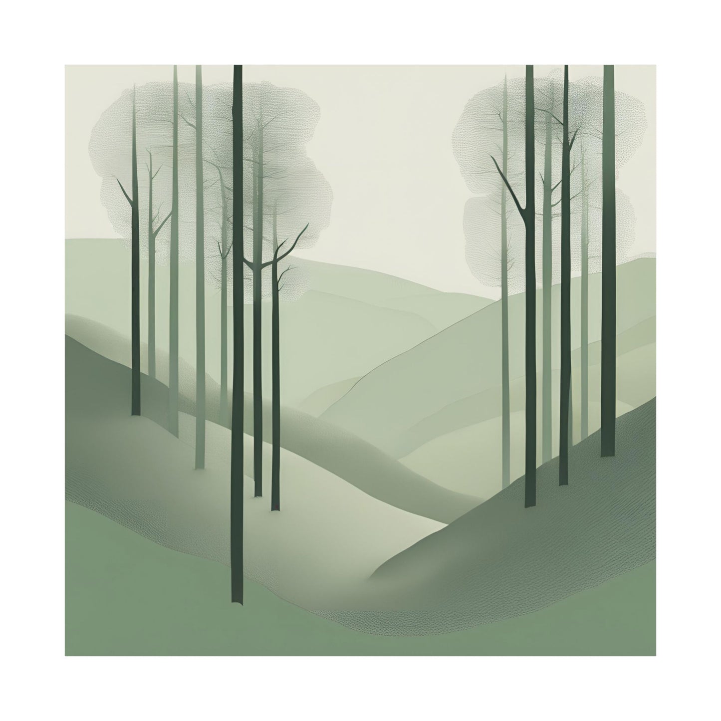 On The Hillside Green 20 Matte Square Posters