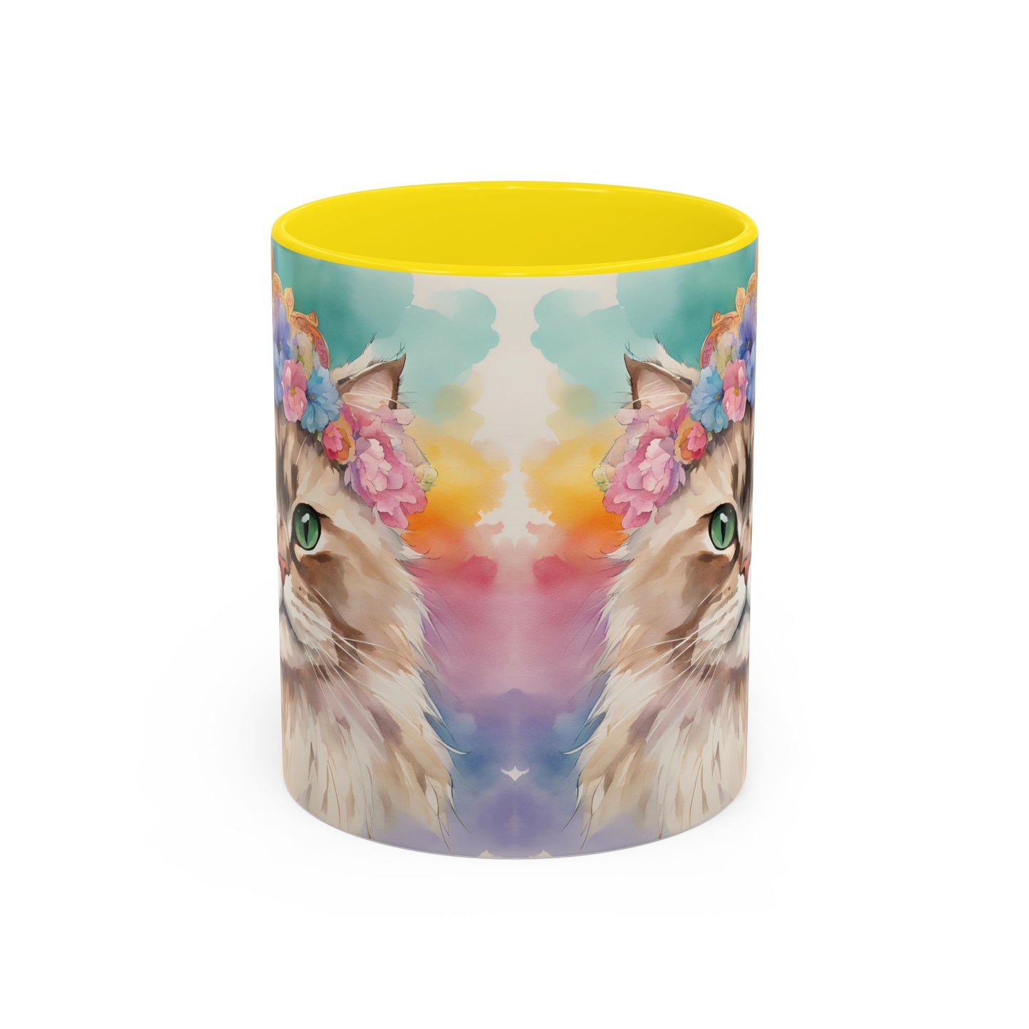 Floral Siamese Cat 02 Accent Coffee Mug - 11oz Perfect for Cat Lovers & Gifts