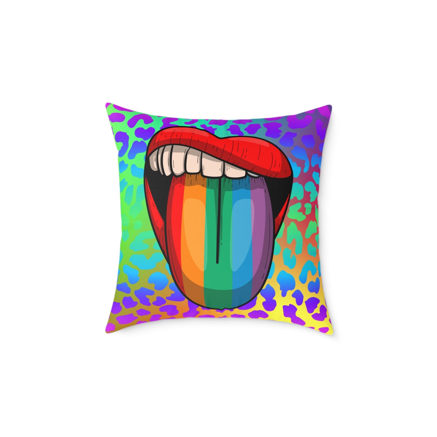Rainbow Lips Poly Pillow
