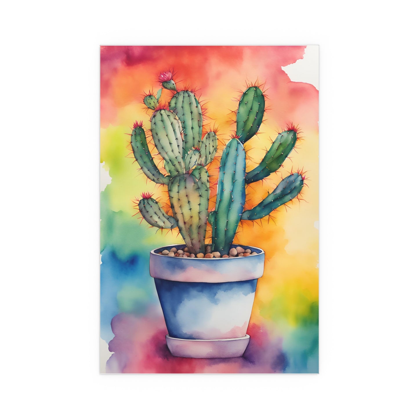 Multicolored Cactus 4 Indoor and Outdoor Silk Poster