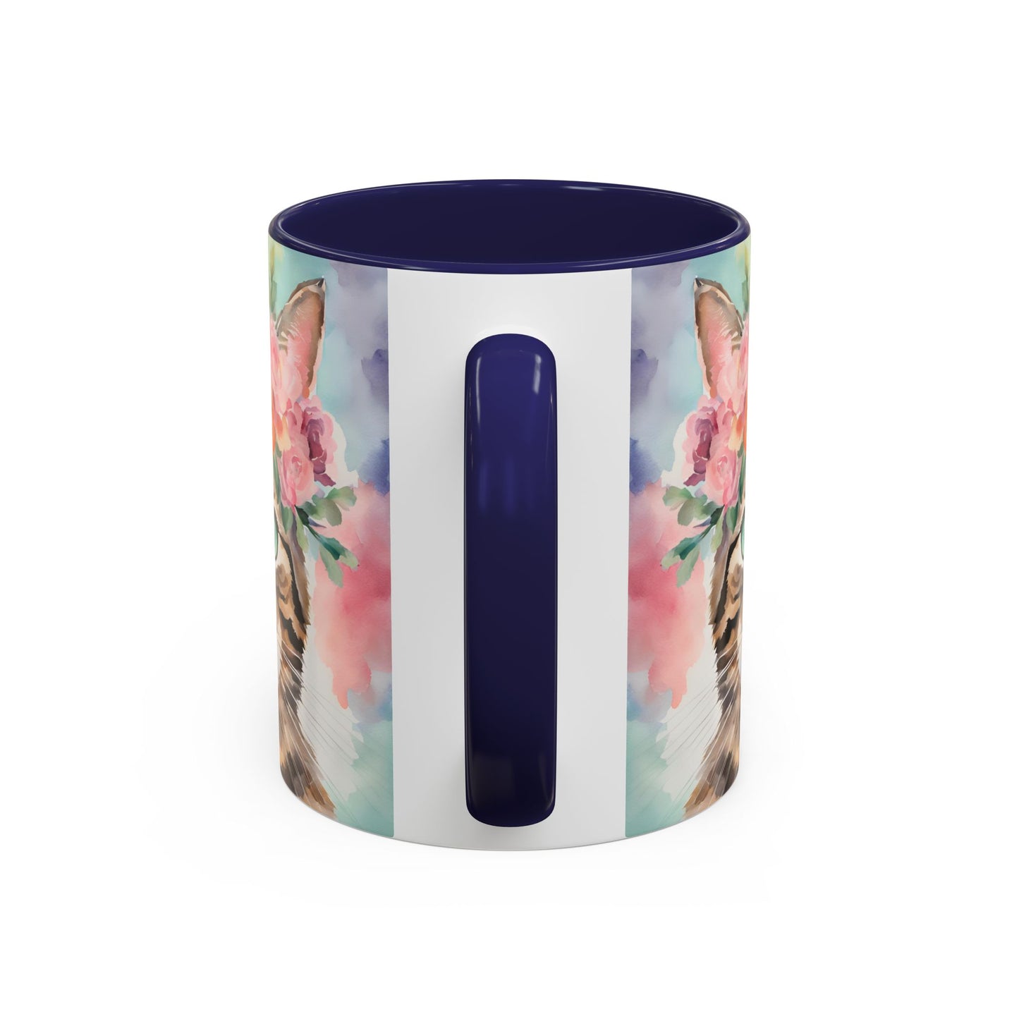 Floral Tabby Cat 01 Accent Coffee Mug - 11oz Perfect for Cat Lovers & Gifts