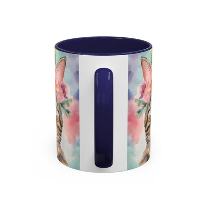 Floral Tabby Cat 01 Accent Coffee Mug - 11oz Perfect for Cat Lovers & Gifts