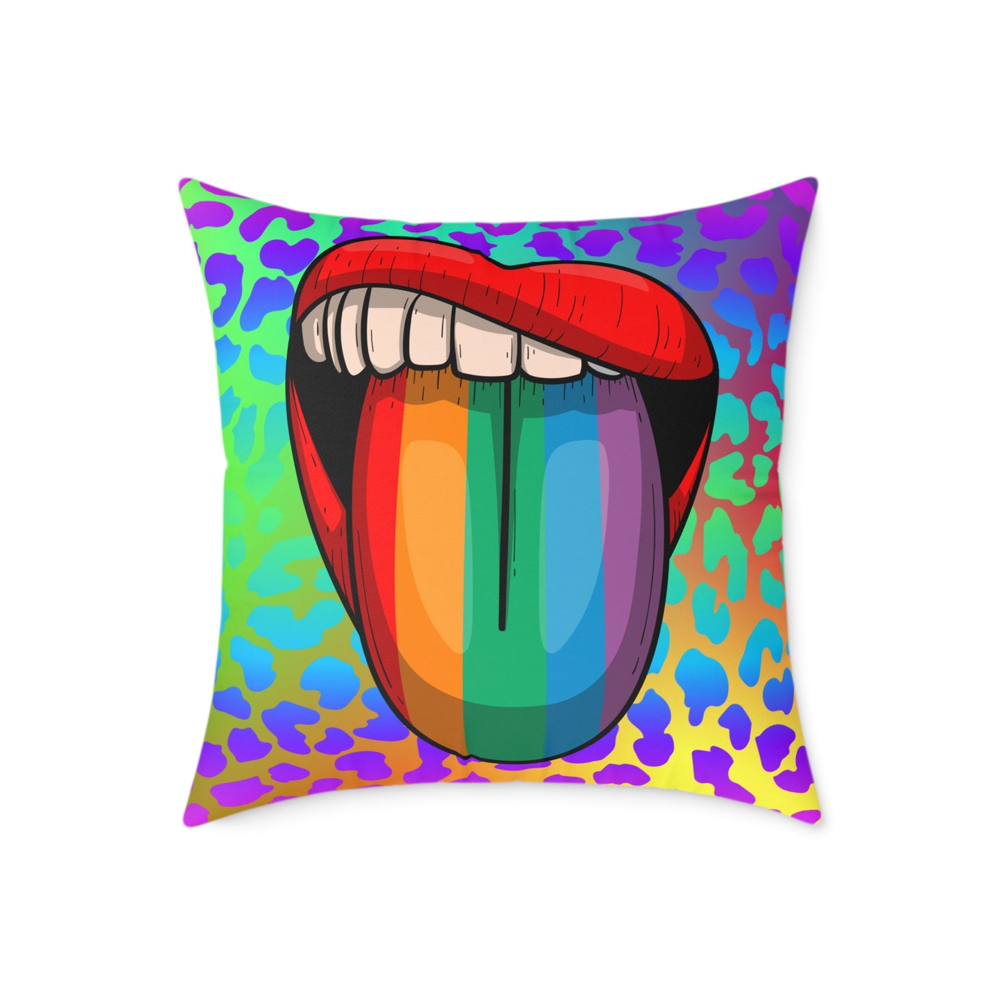 Rainbow Lips Poly Pillow