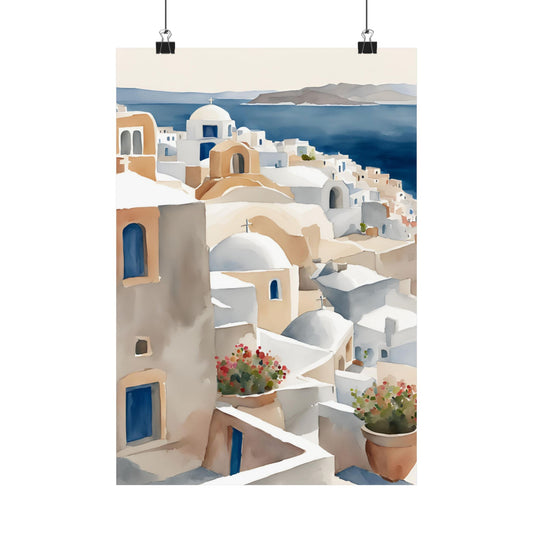 Abstract Greek rooftops 3 Matte Vertical Poster