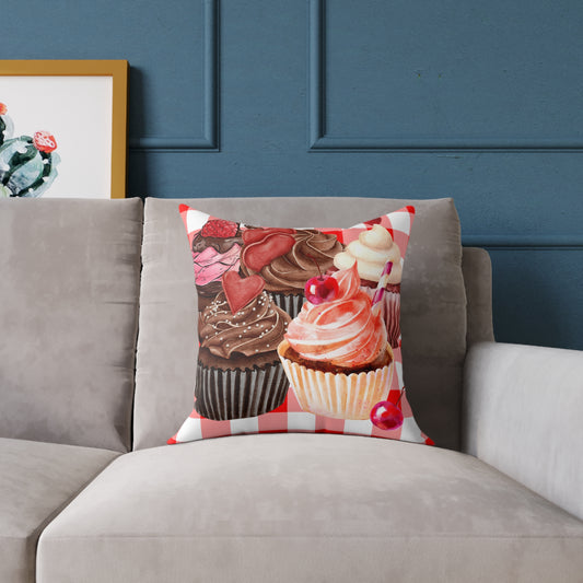 Valentine Cup Cakes Poly Pillow