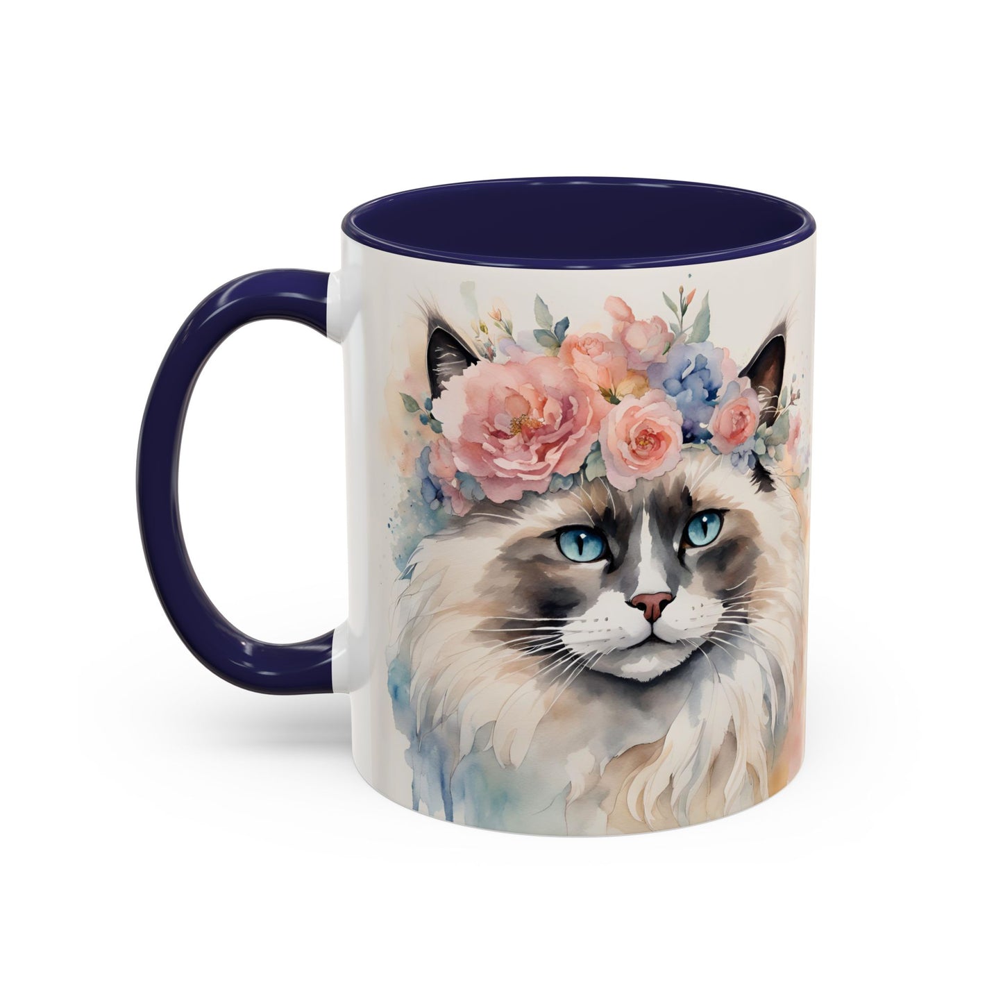 Floral Siamese Cat 04 Accent Coffee Mug - 11oz Perfect for Cat Lovers & Gifts