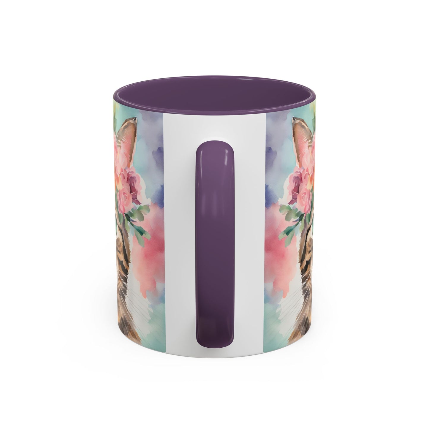 Floral Tabby Cat 01 Accent Coffee Mug - 11oz Perfect for Cat Lovers & Gifts