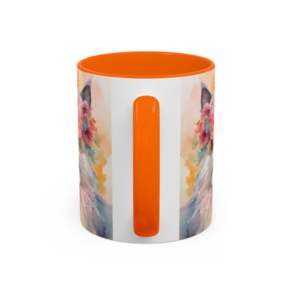 Floral Siamese Cat 03 Accent Coffee Mug - 11oz Perfect for Cat Lovers & Gifts