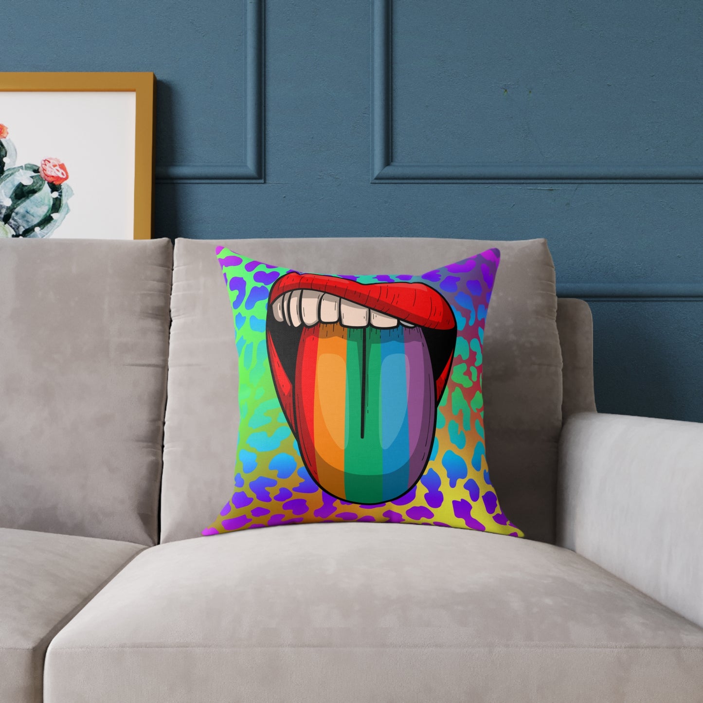 Rainbow Lips Poly Pillow