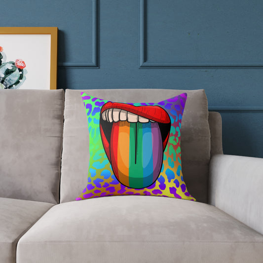 Rainbow Lips Poly Pillow
