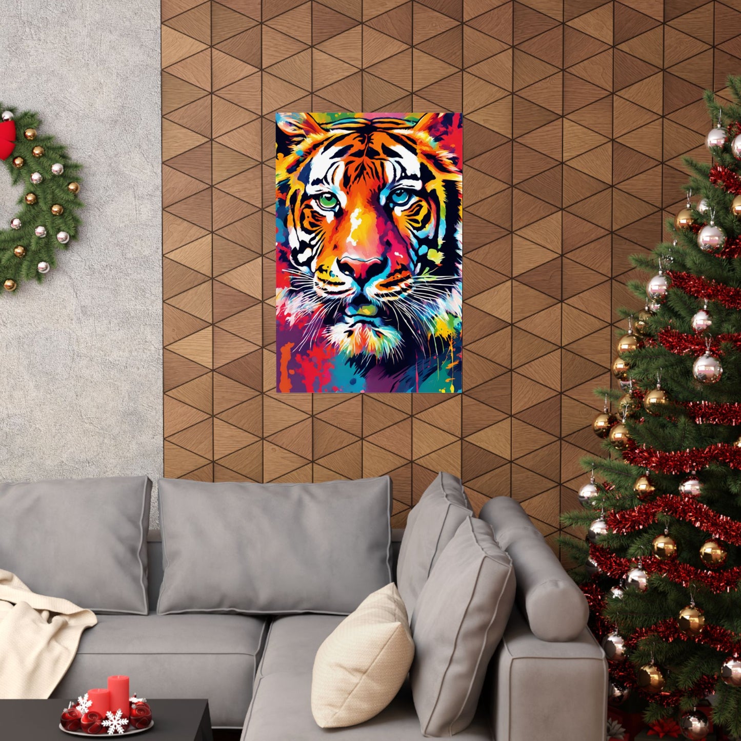 Multicolored Tiger 4 Matte Vertical Poster