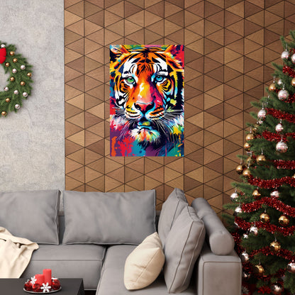 Multicolored Tiger 4 Matte Vertical Poster