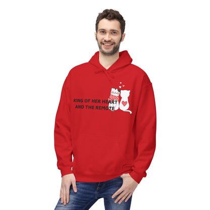 King Of Her Heart And The Remote Mens Valentines Hoodie