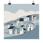 On The Hillside Blue 3 Matte Square Posters