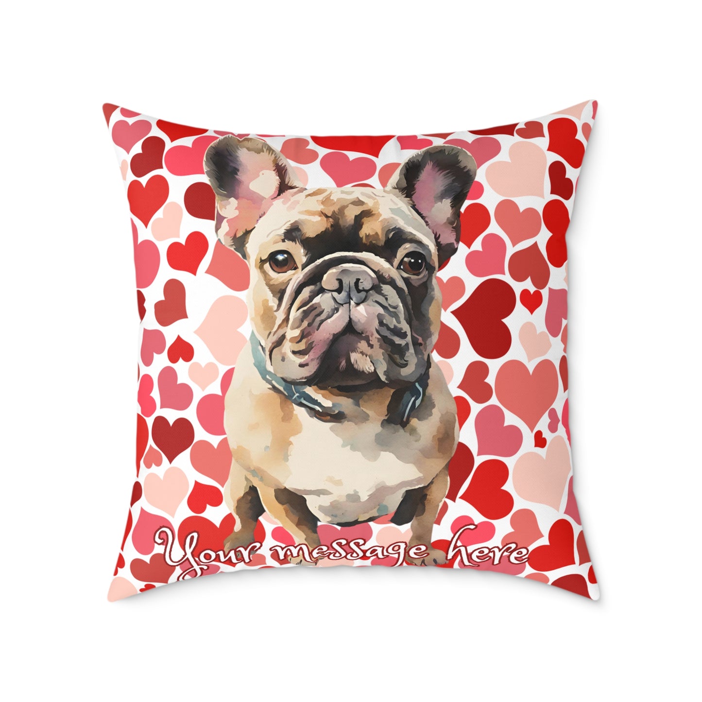 Personalized Valentine French Bulldog Poly Cushion/Pillow 5 sizes