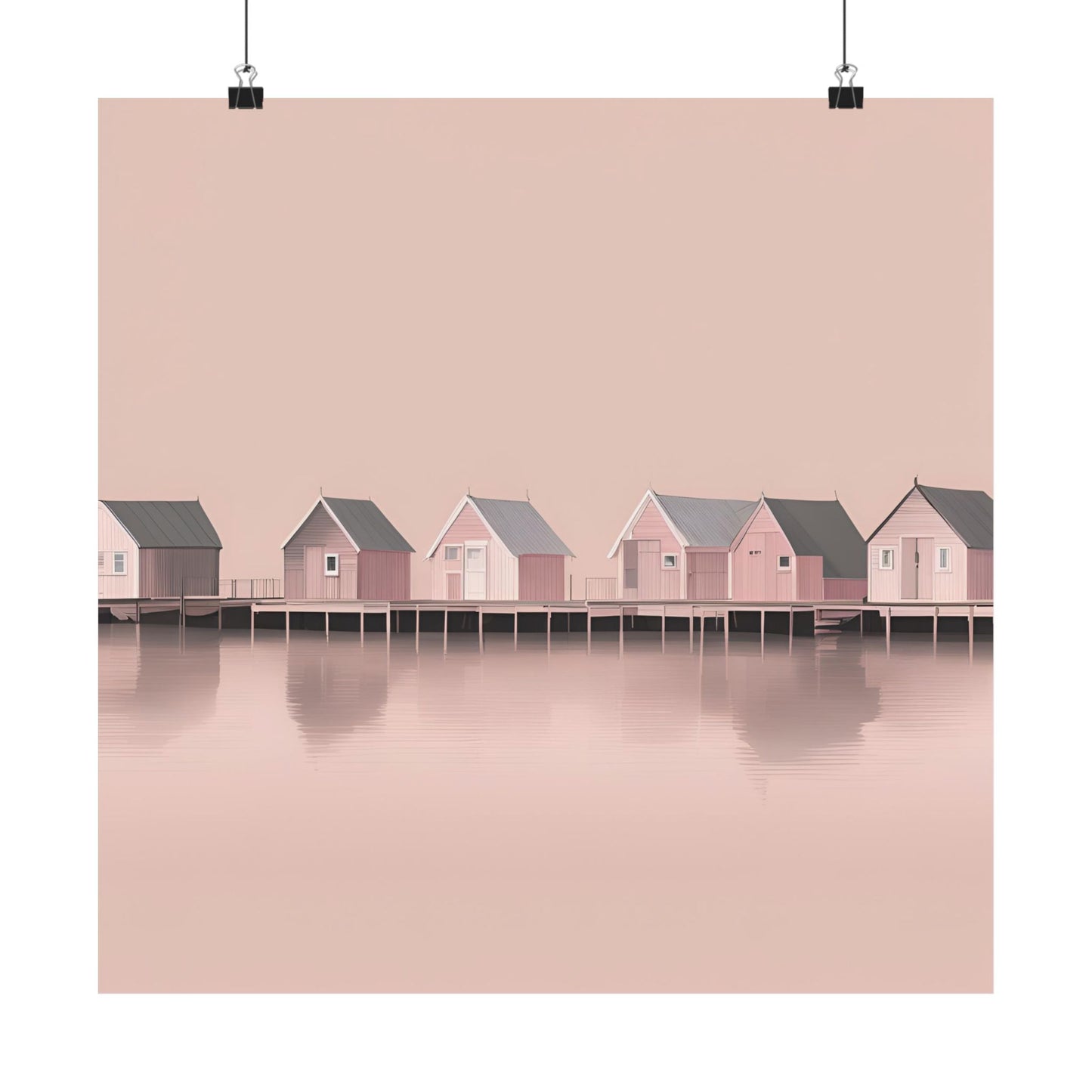 By The Sea Pink 5 Matte Square Posters
