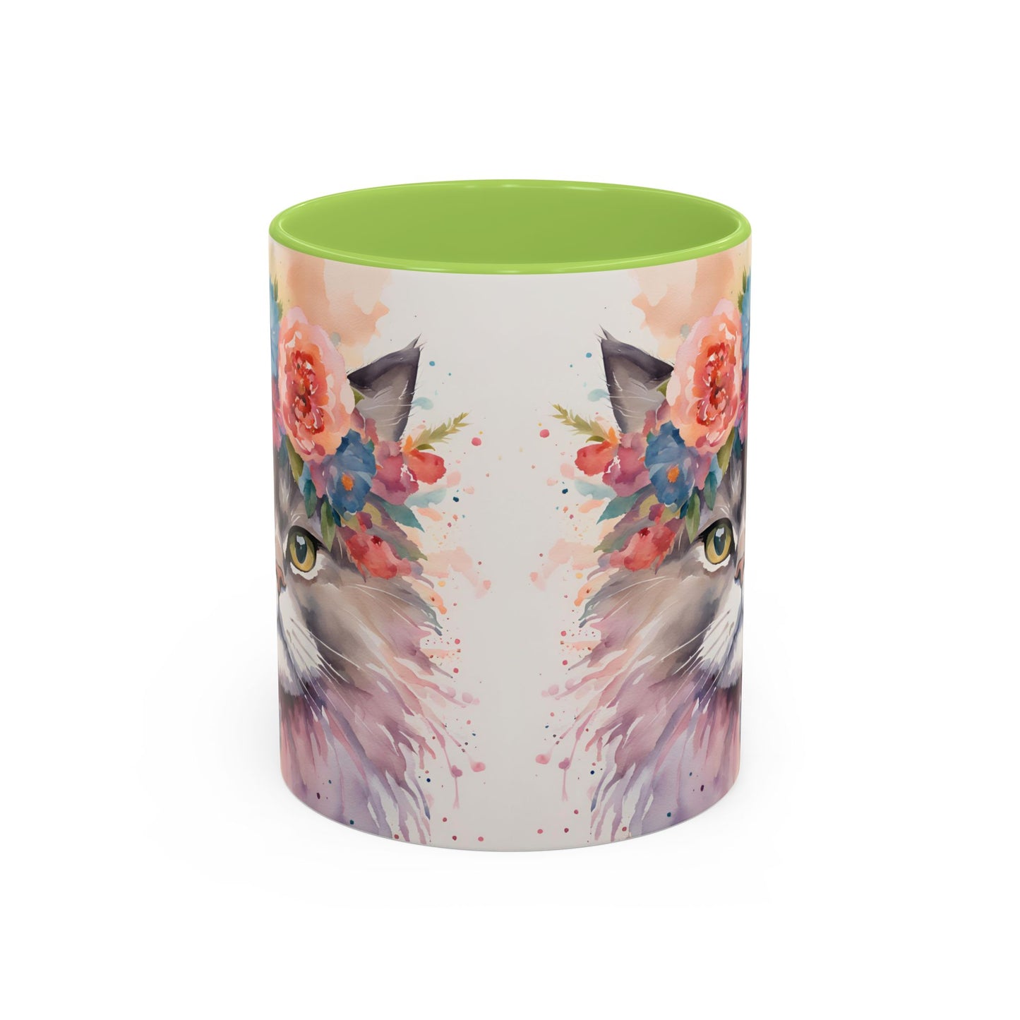 Floral Siamese Cat 03 Accent Coffee Mug - 11oz Perfect for Cat Lovers & Gifts