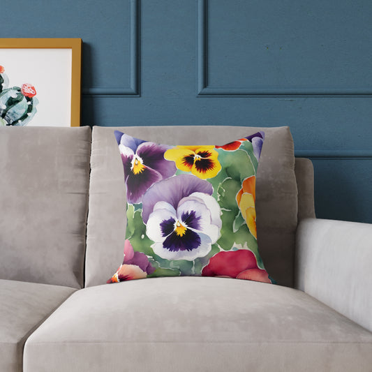 Pansies 02 Poly Pillow - Natures Beauty Design