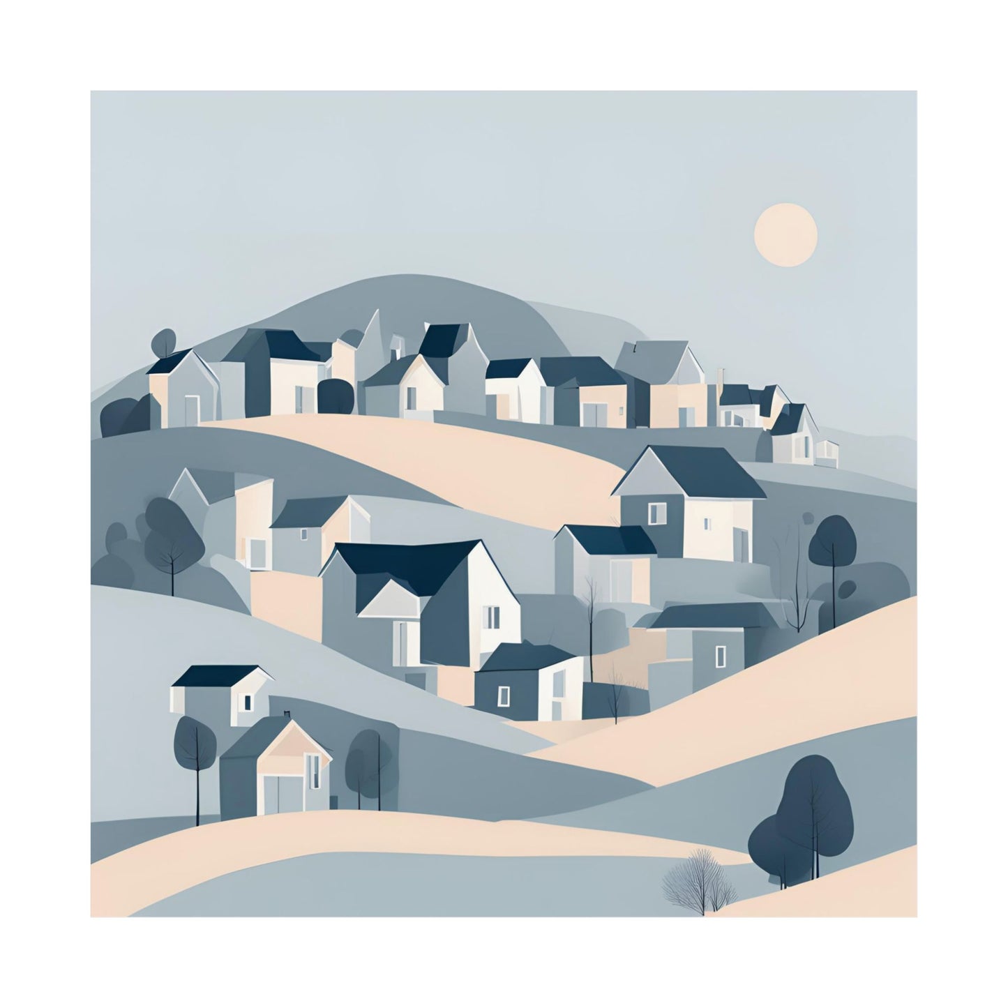 On The Hillside Blue 5 Matte Square Posters
