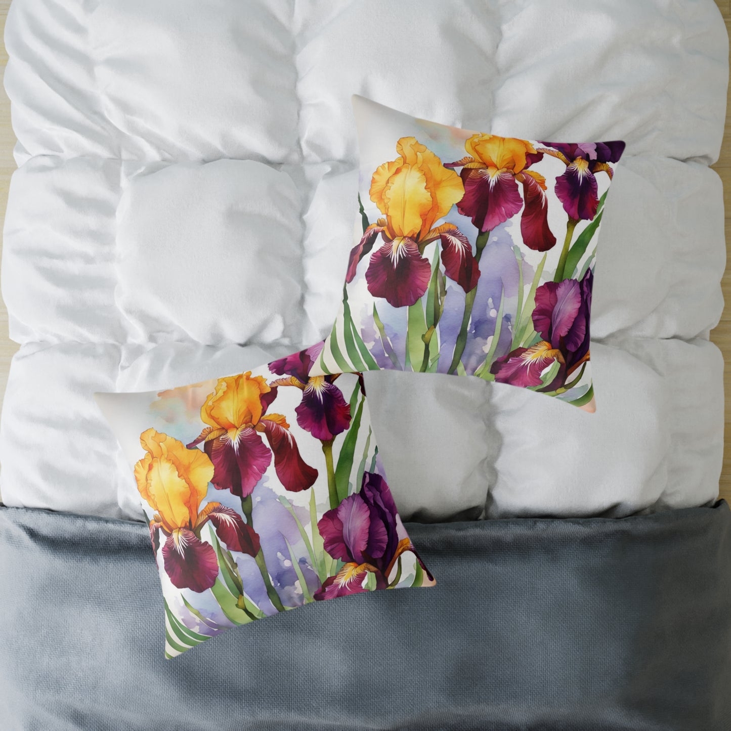 Irises 02 Poly Pillow - Natures Beauty Design