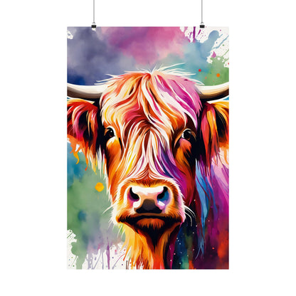 Multicolored Highland Cow 03 Matte Vertical Poster