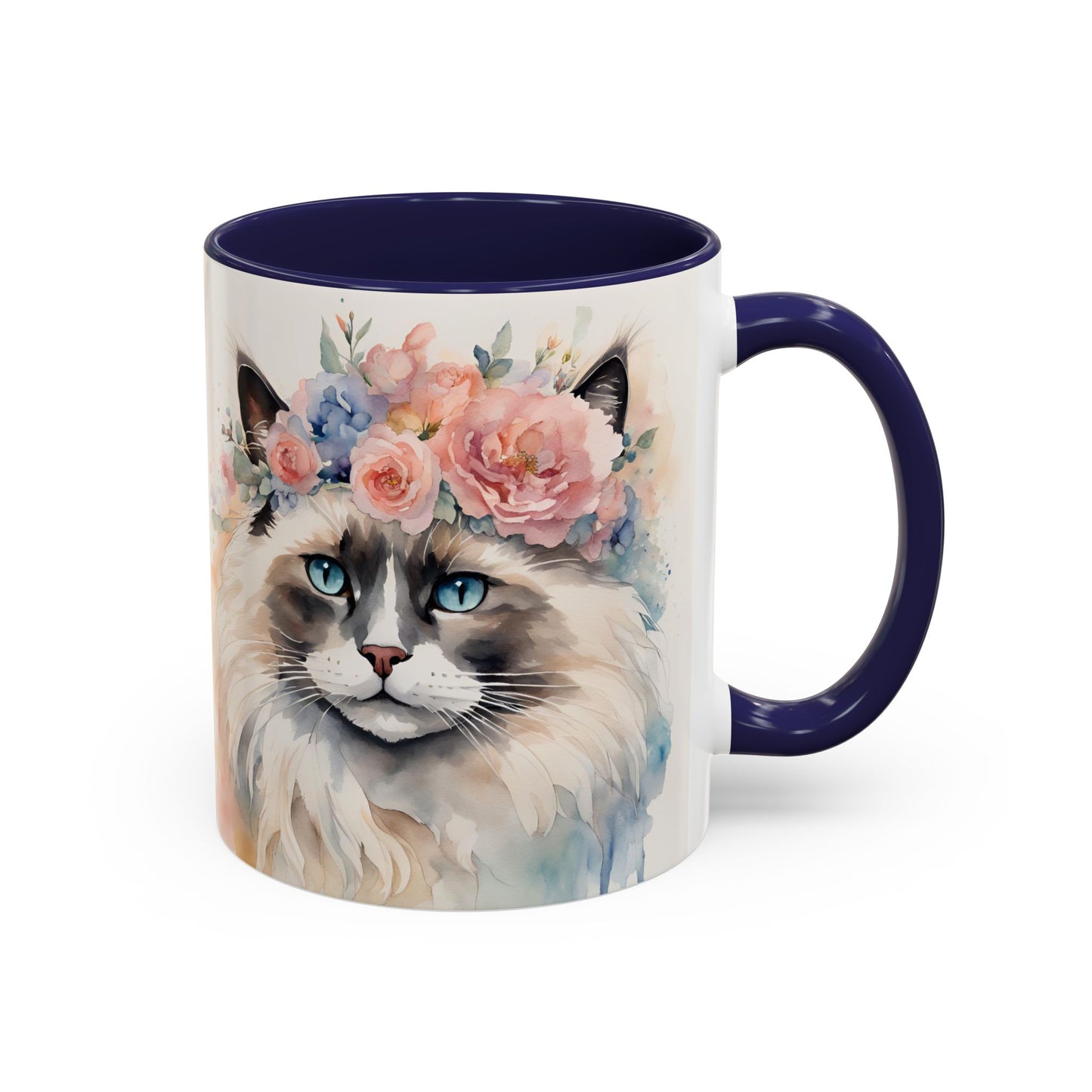 Floral Siamese Cat 04 Accent Coffee Mug - 11oz Perfect for Cat Lovers & Gifts