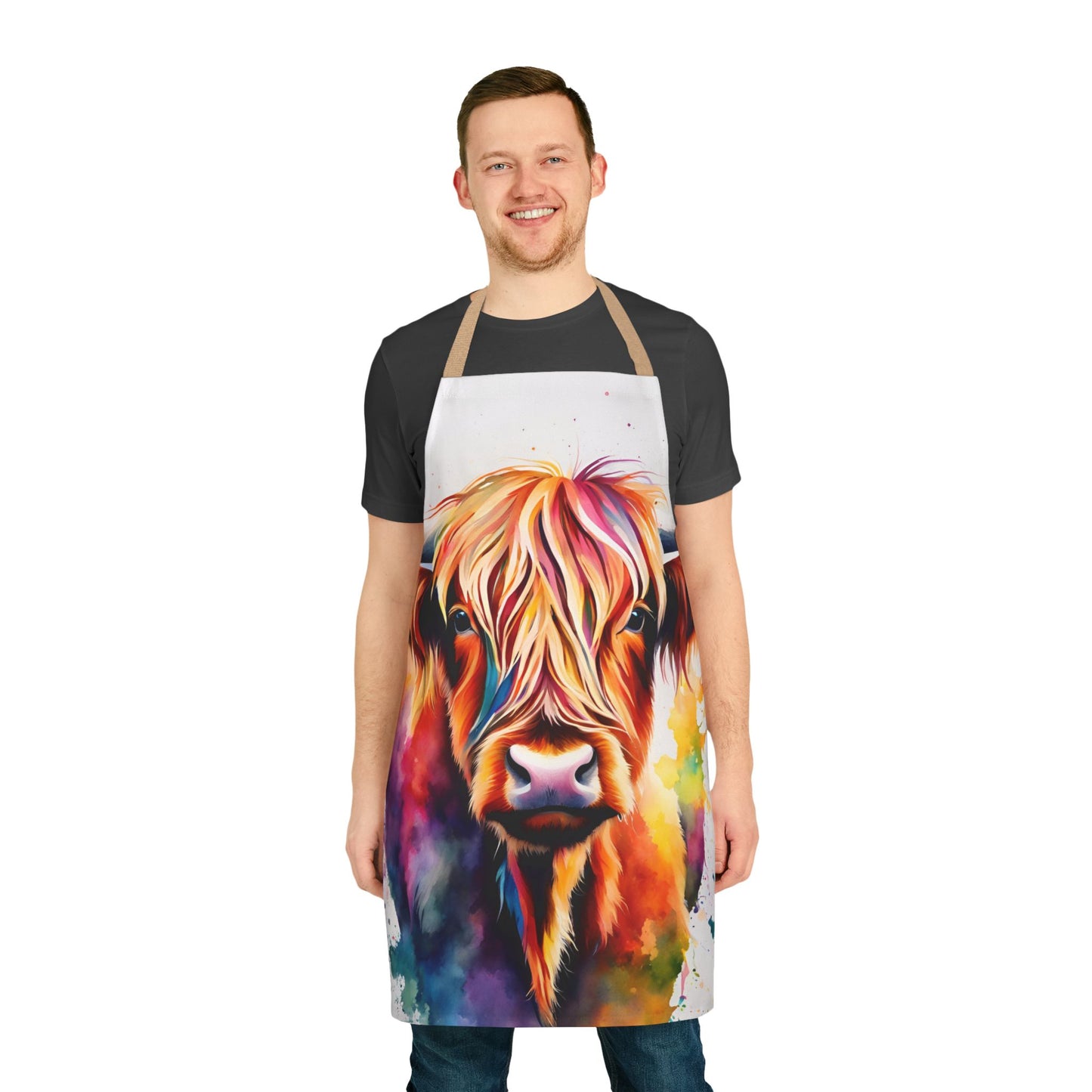 Multicolored Highland Cow Adult Apron (AOP)