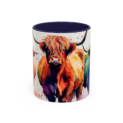 Multicoloured Highland Cow 4 Accent Mug 11oz