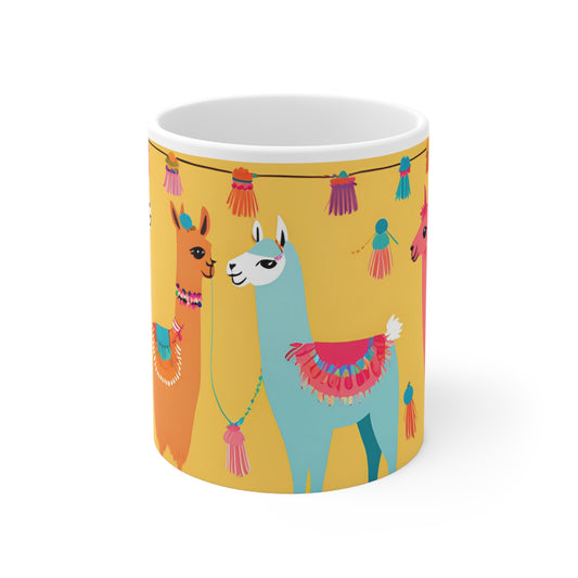 Playful Llama 6 White Ceramic Mug 11oz