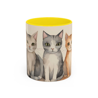 Kitties in a Row 3 Accent Mug 11oz