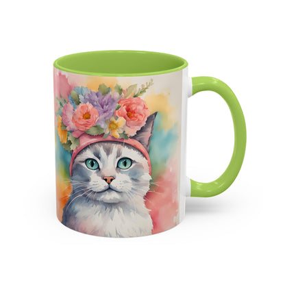 Floral Rag Doll Cat 02 Accent Coffee Mug - 11oz Perfect for Cat Lovers & Gifts